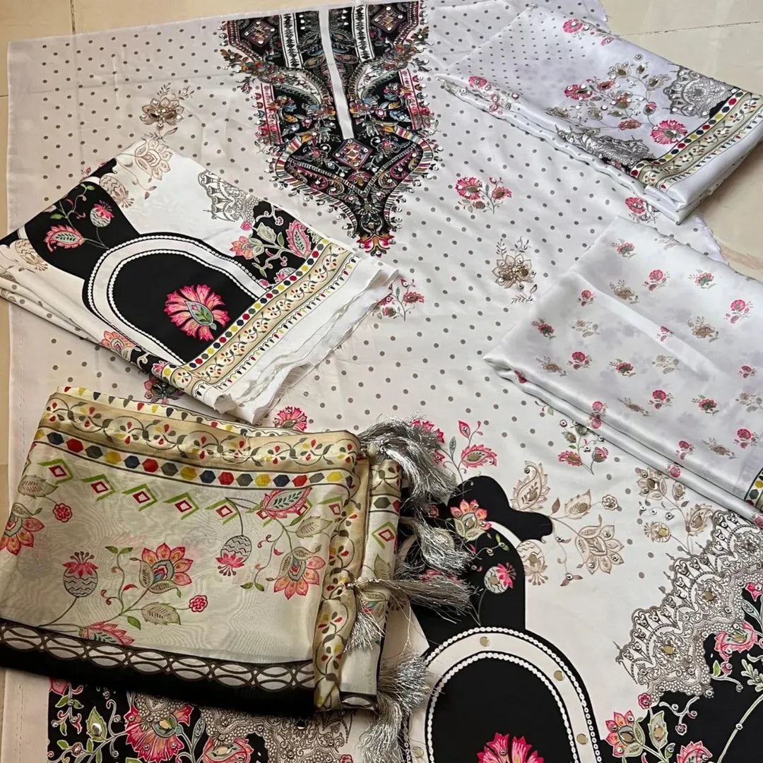 Digital Printed Silk 3pc Suit