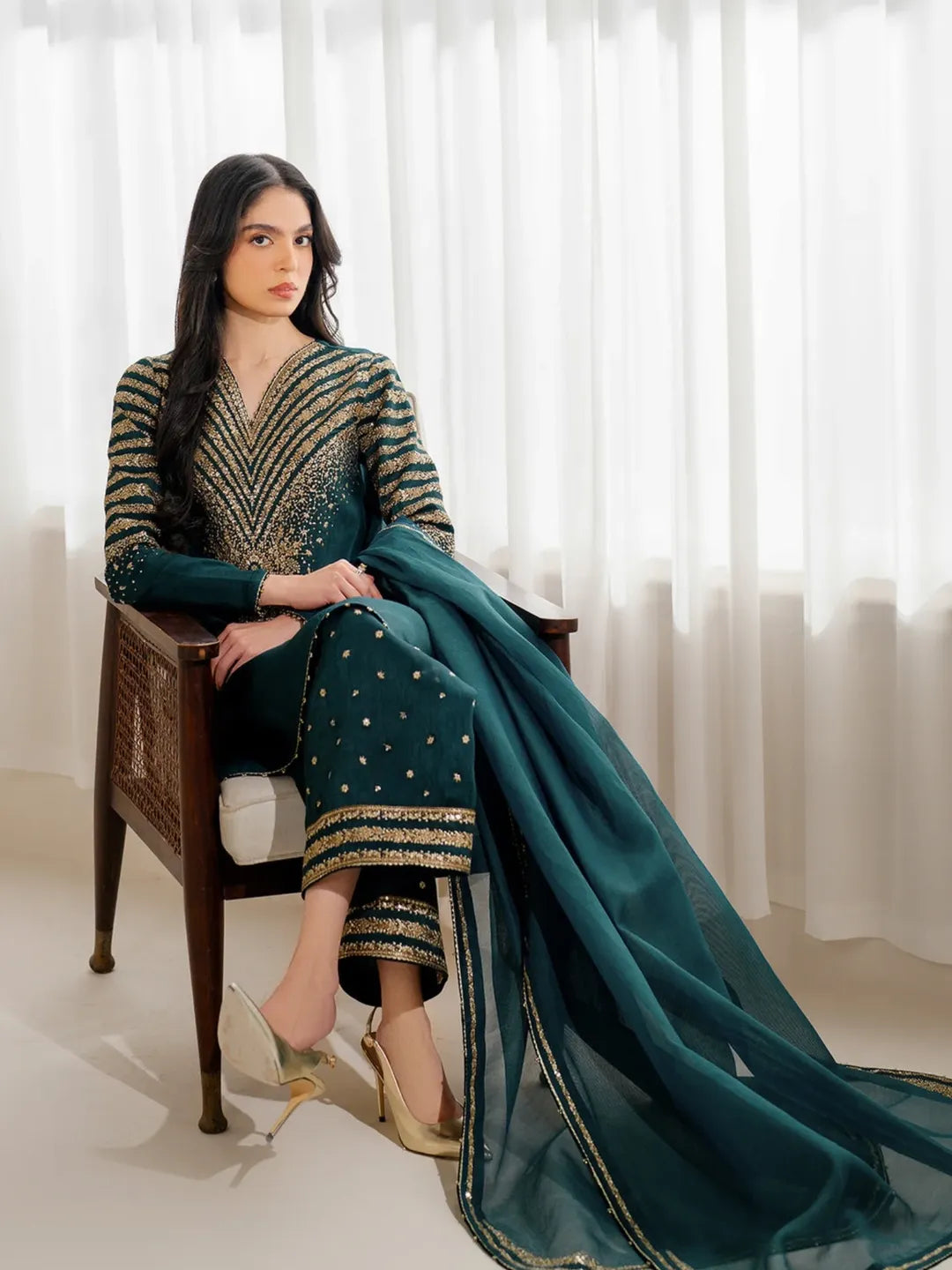 JASMIN Raw Silk Embroidered 3pc Suit