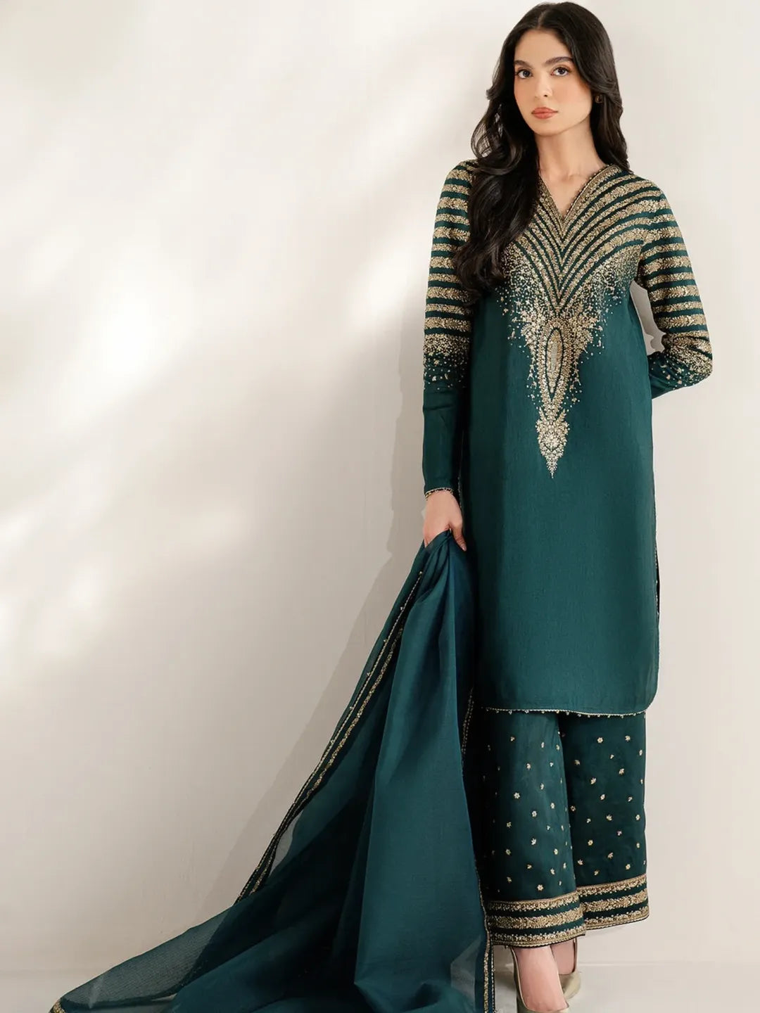 JASMIN Raw Silk Embroidered 3pc Suit